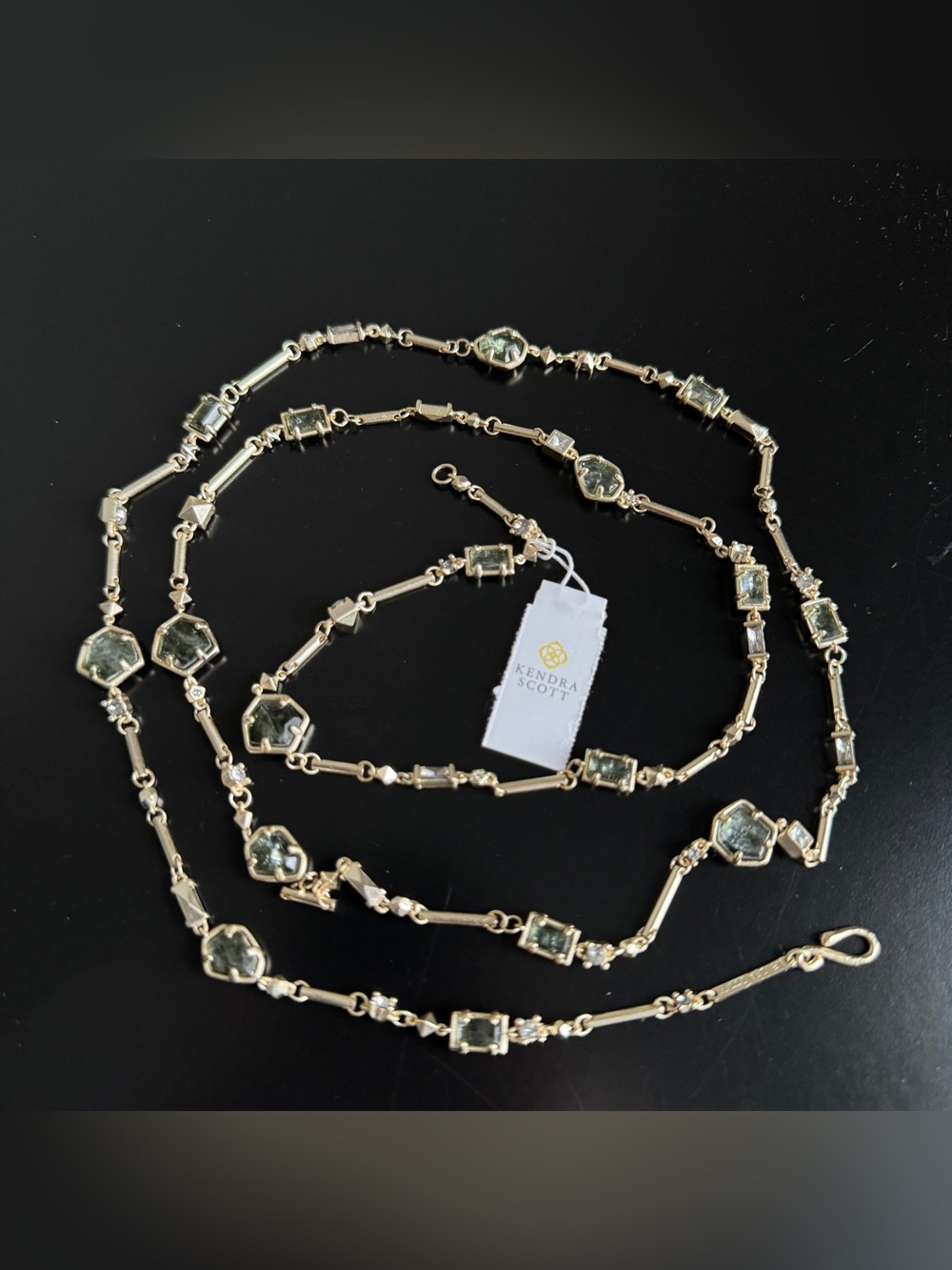 🍁 Kendra Scott Yazmin Gold Long Necklace in Sage Mix